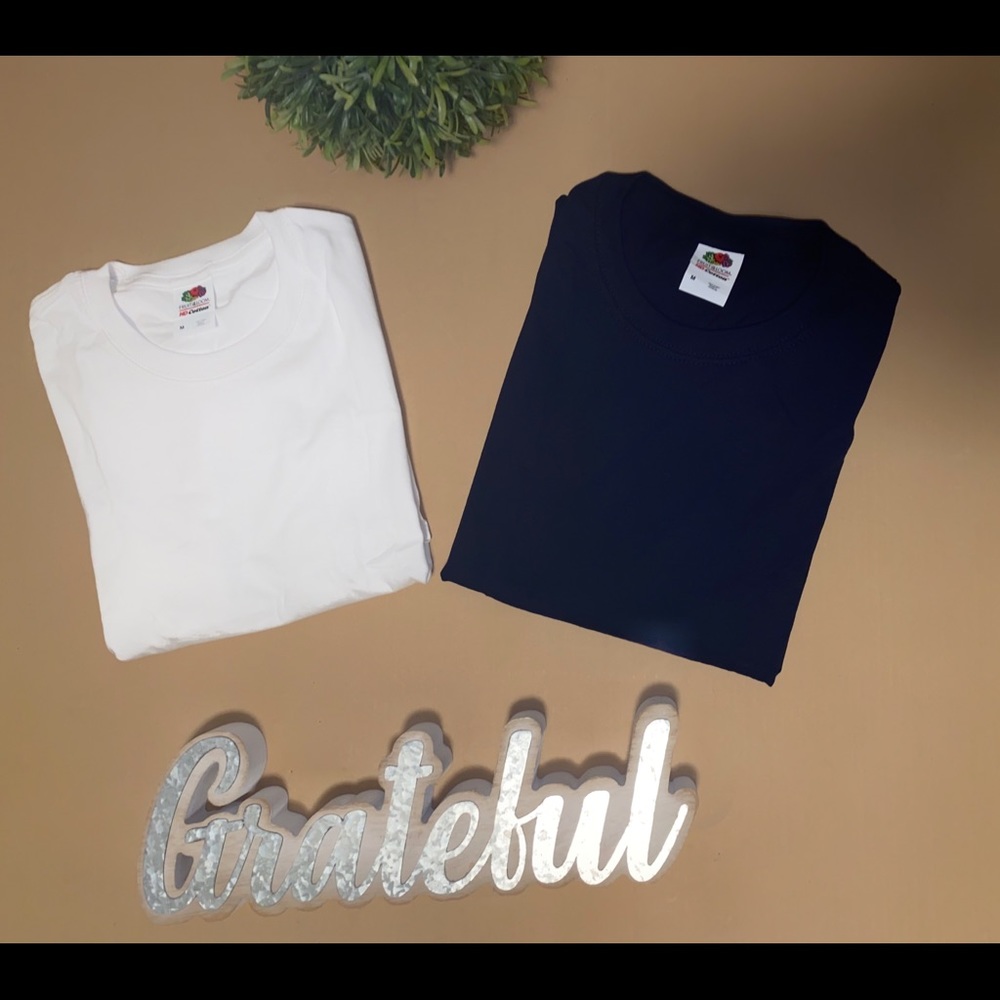 White and blue navy
2shirts